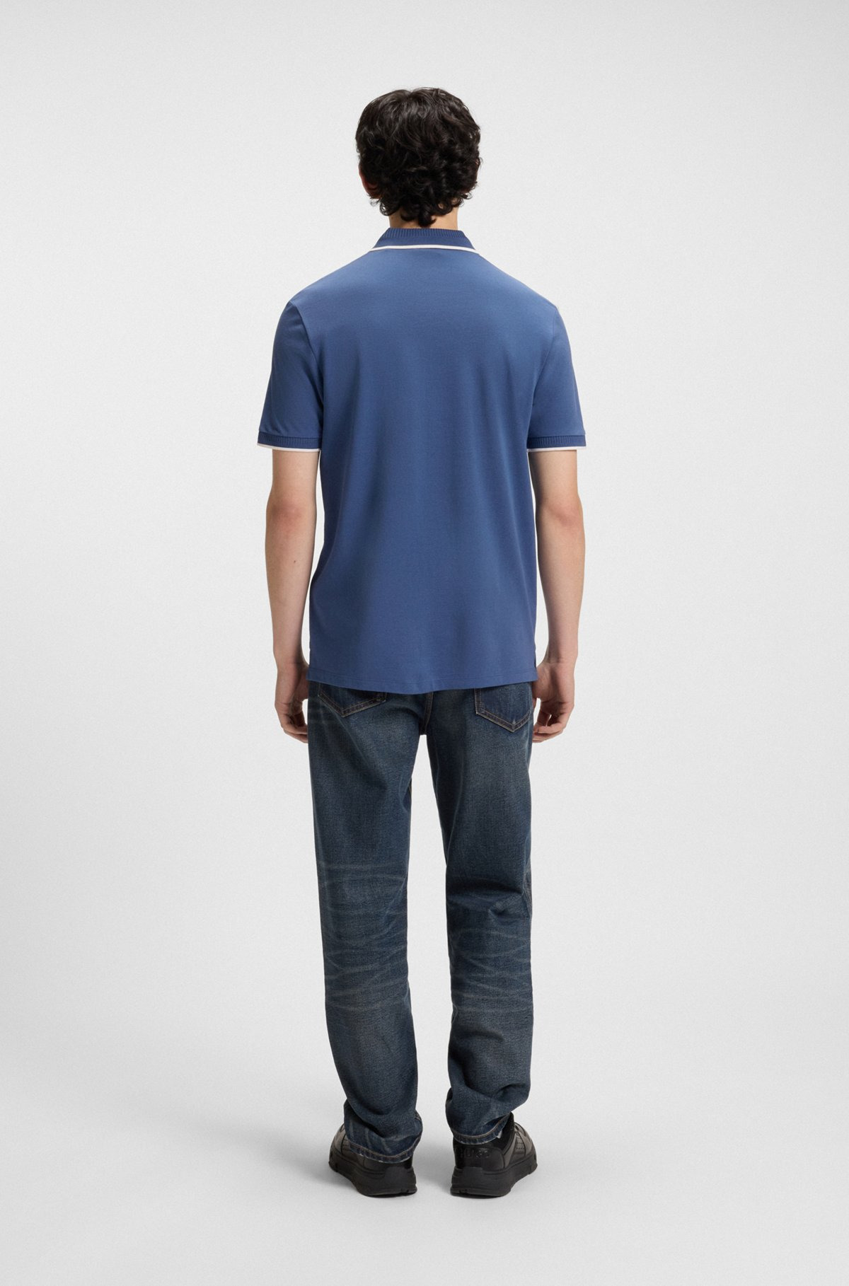 SLIM-FIT POLO SHIRT WITH RED LOGO LABEL - 5