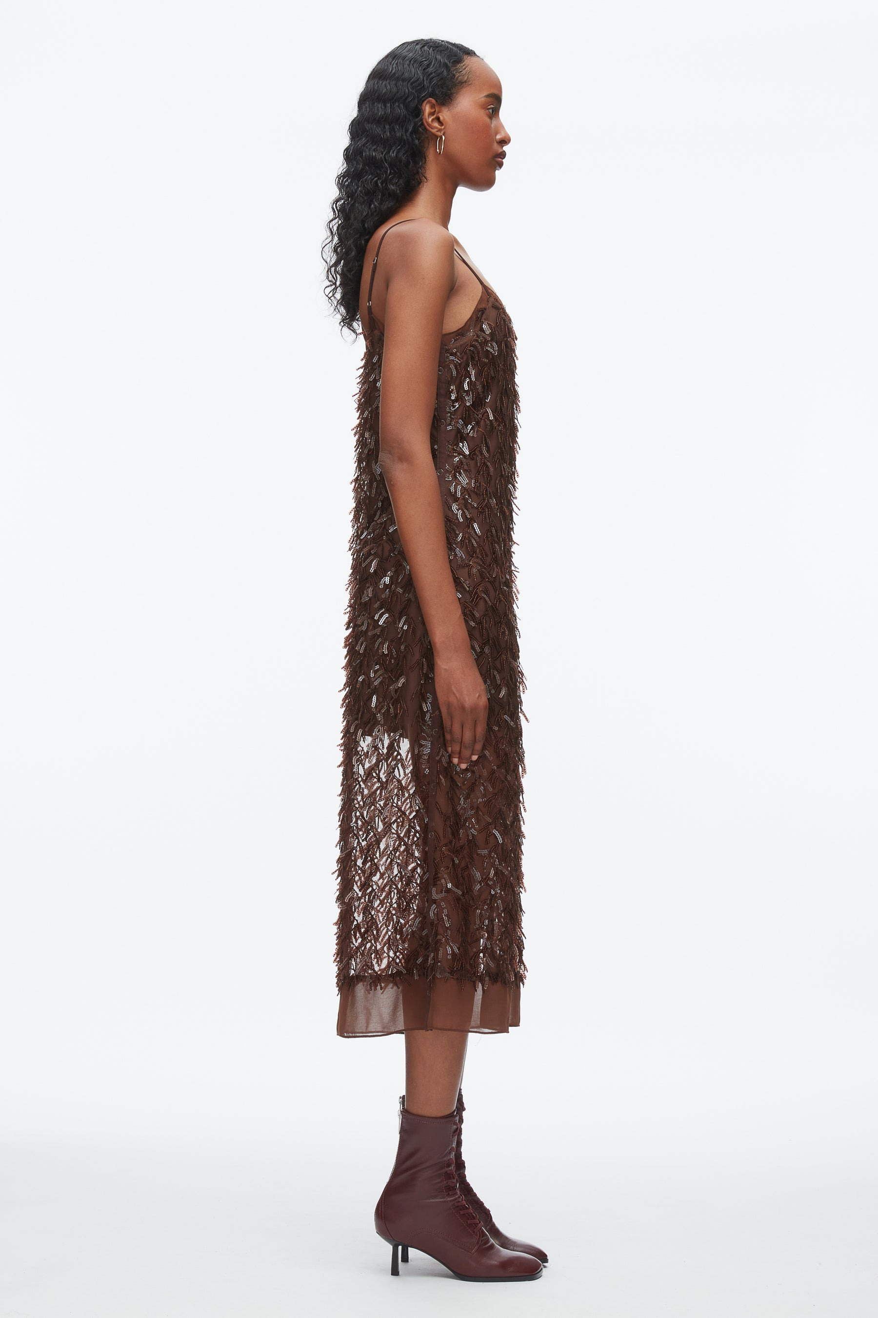 Fringe Sequins Slip Dress - 3