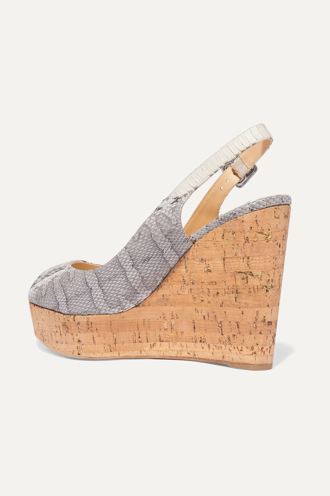 Une Plume 100 snake slingback wedge sandals - 4