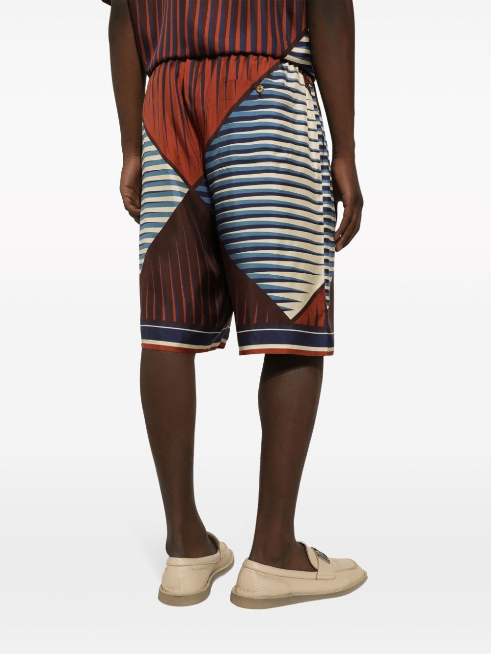geometric-print silk shorts - 5