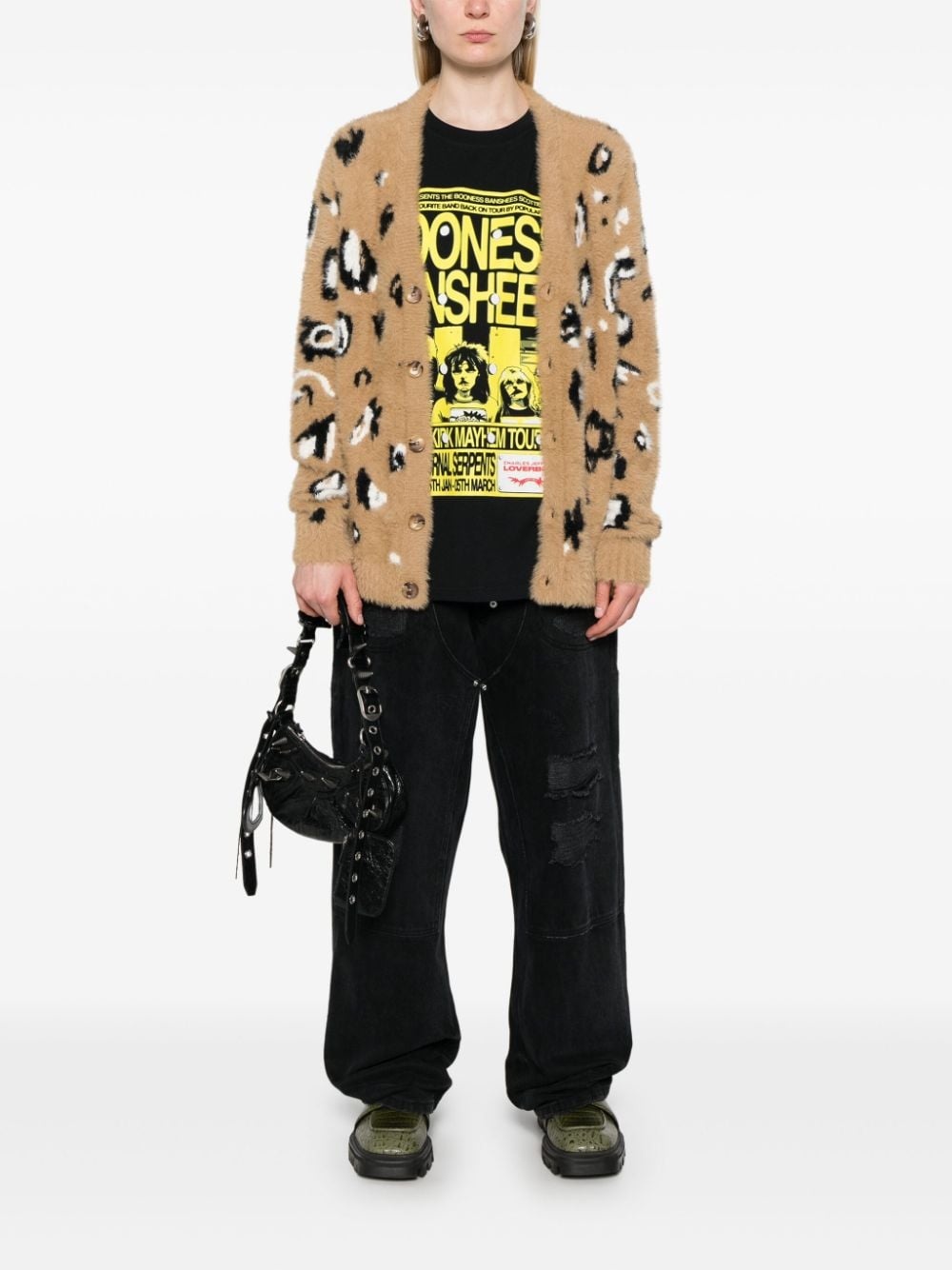 brushed-finish patch-logo cardigan - 3