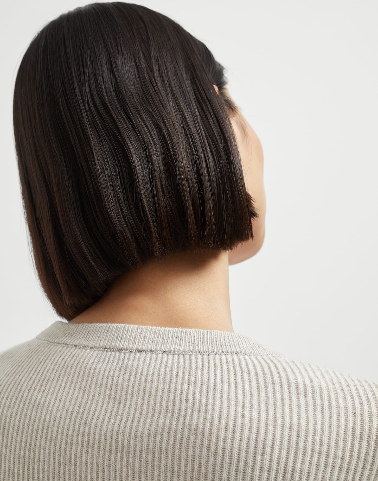 Cashmere English rib sweater with monili - 3