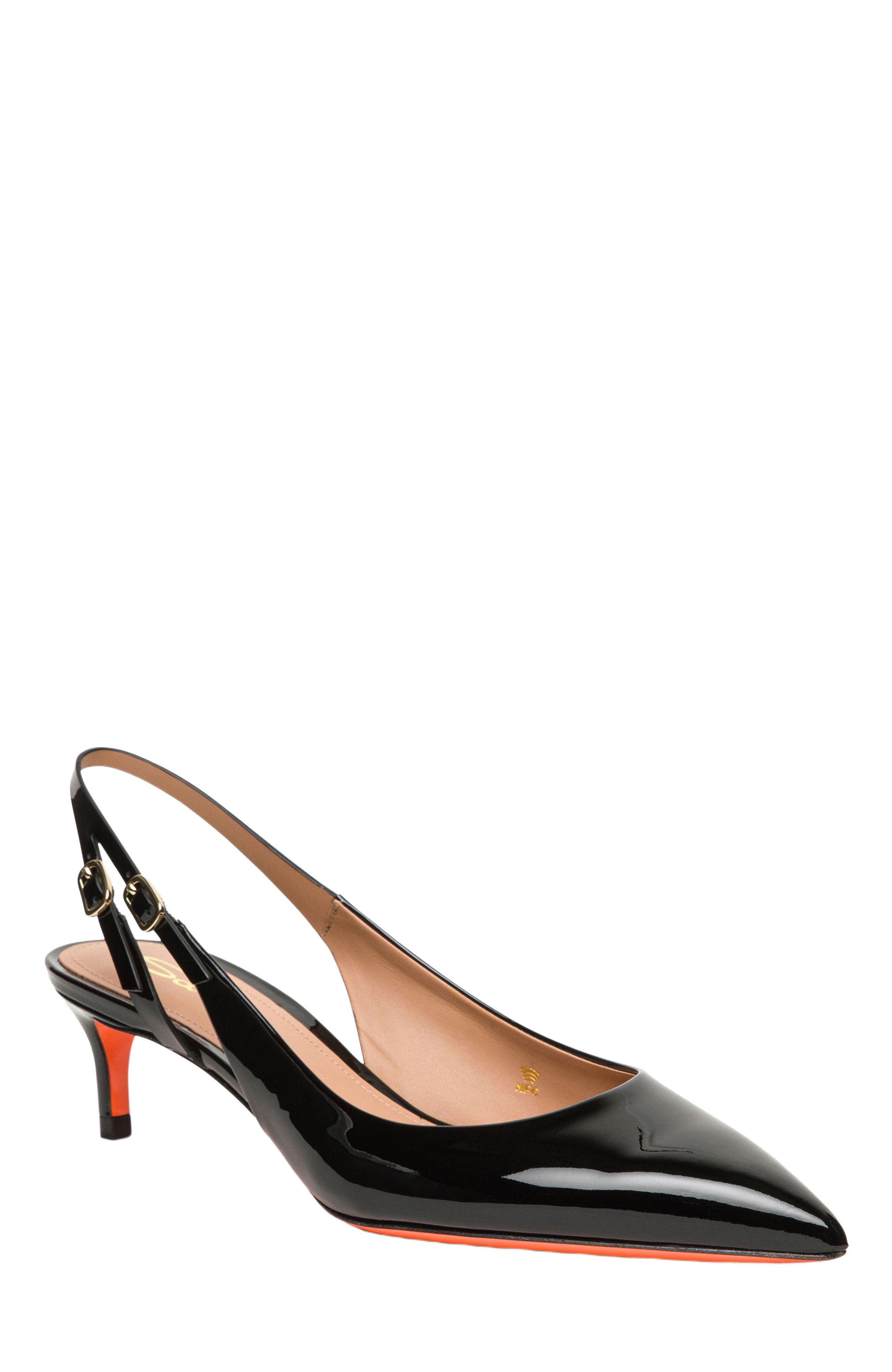 Santoni Women's patent leather mid-heel slingback in Black at Nordstrom - 3