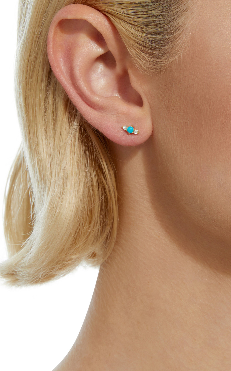 ILA Hanley 14K Gold Turquoise and Diamond Earrings blue outlook