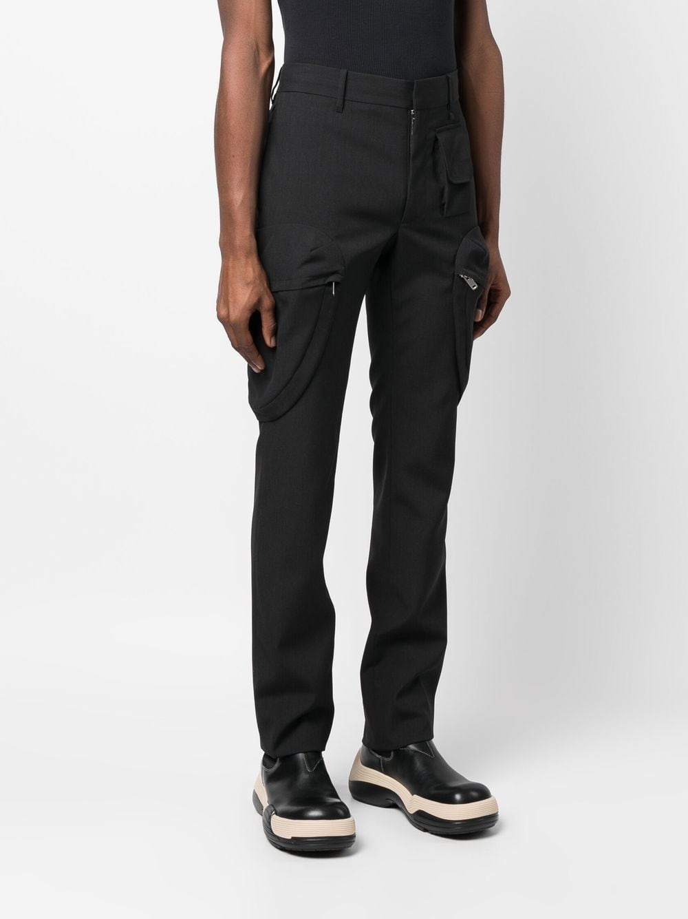 slim-cut wool trousers - 3