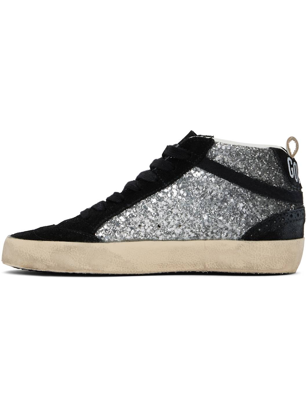 Black & Silver Mid Star Sneakers - 3
