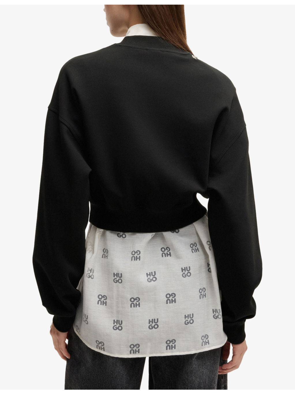 Chain-embellished cropped stretch cotton-blend sweatshirt - 4