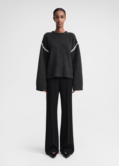 Totême Embroidered wool cashmere knit grey melange outlook