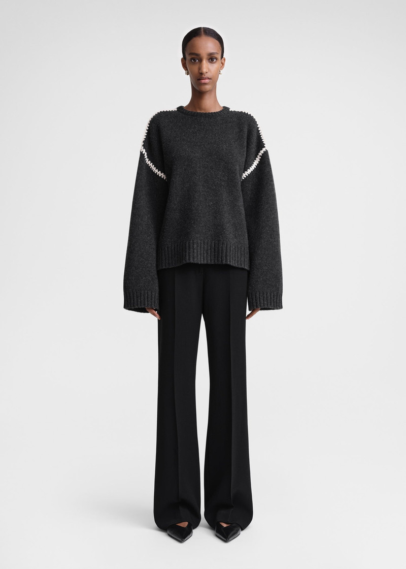 Totême Embroidered wool cashmere knit grey melange outlook