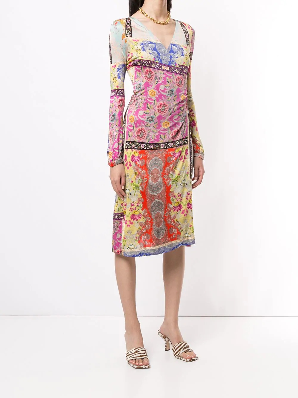 mixed-pattern paisley print dress - 3