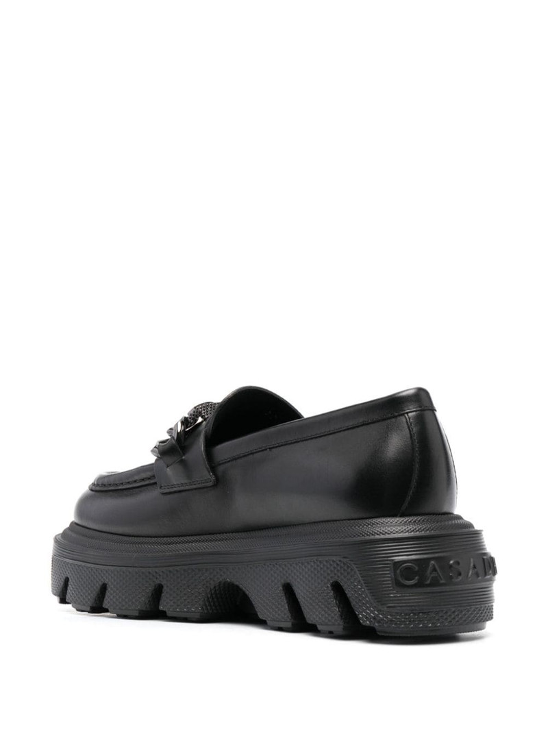 logo-plaque leather loafers 3