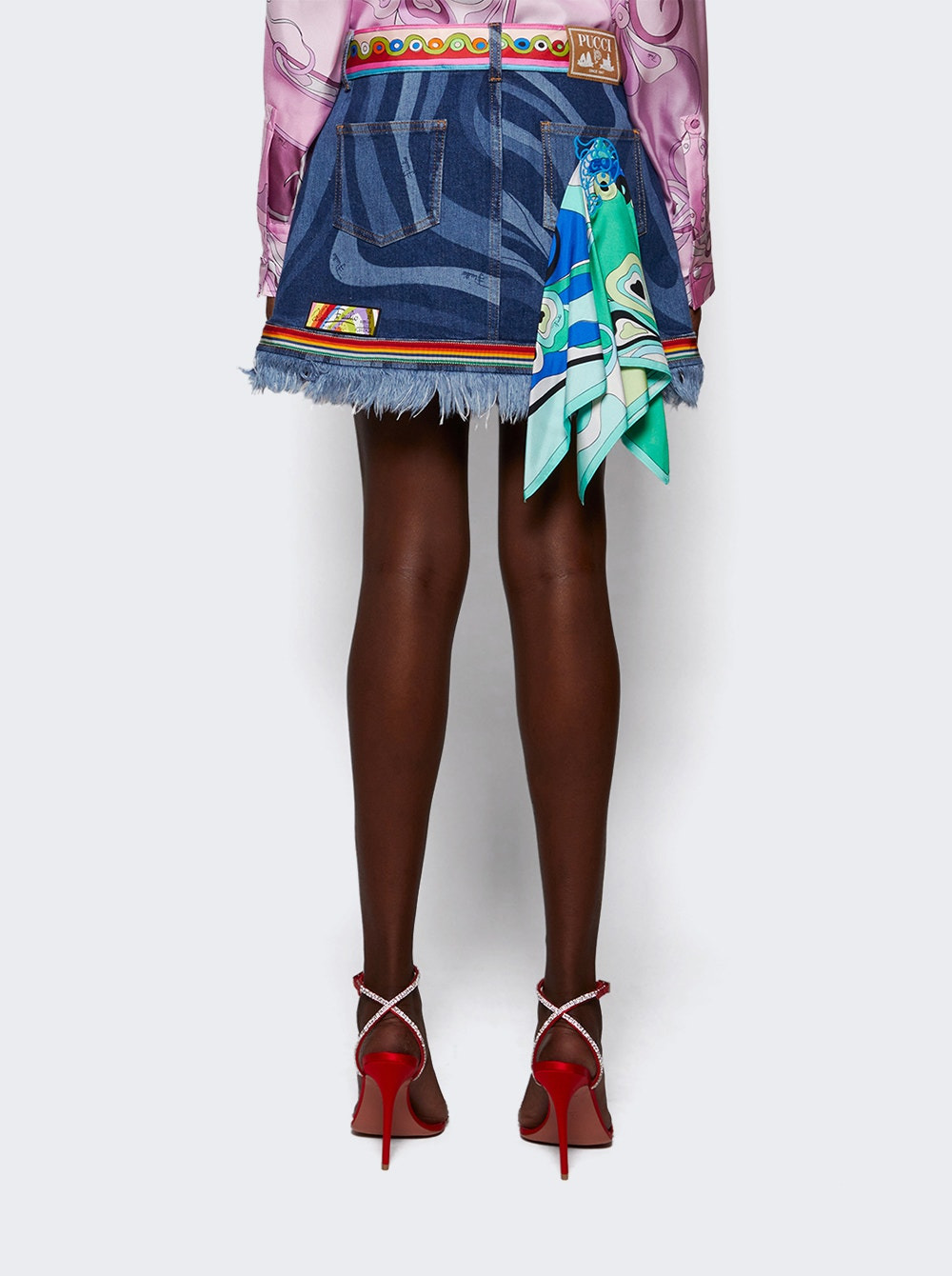 Stretch Laser Mini Skirt Blue - 5