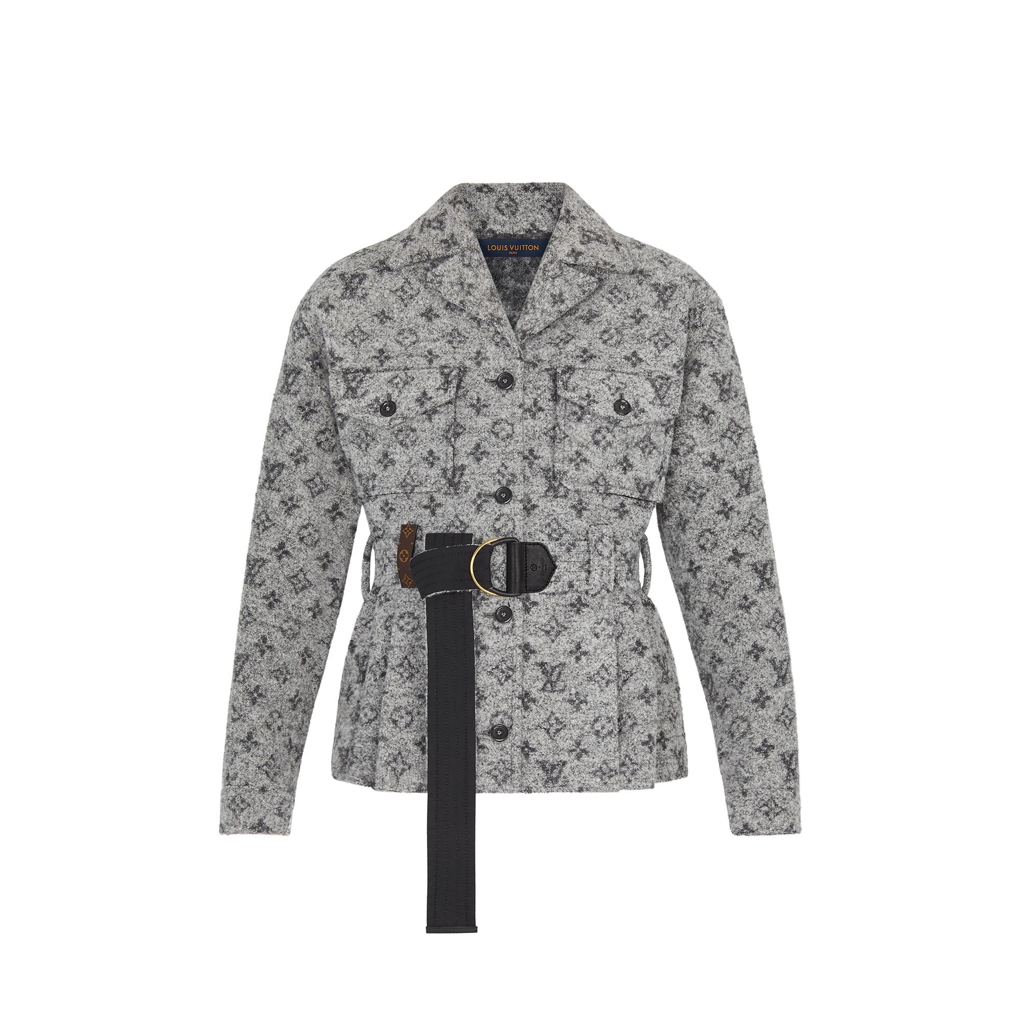 Safari Jacket In Gray Bouclette With Monogram Motif - 1