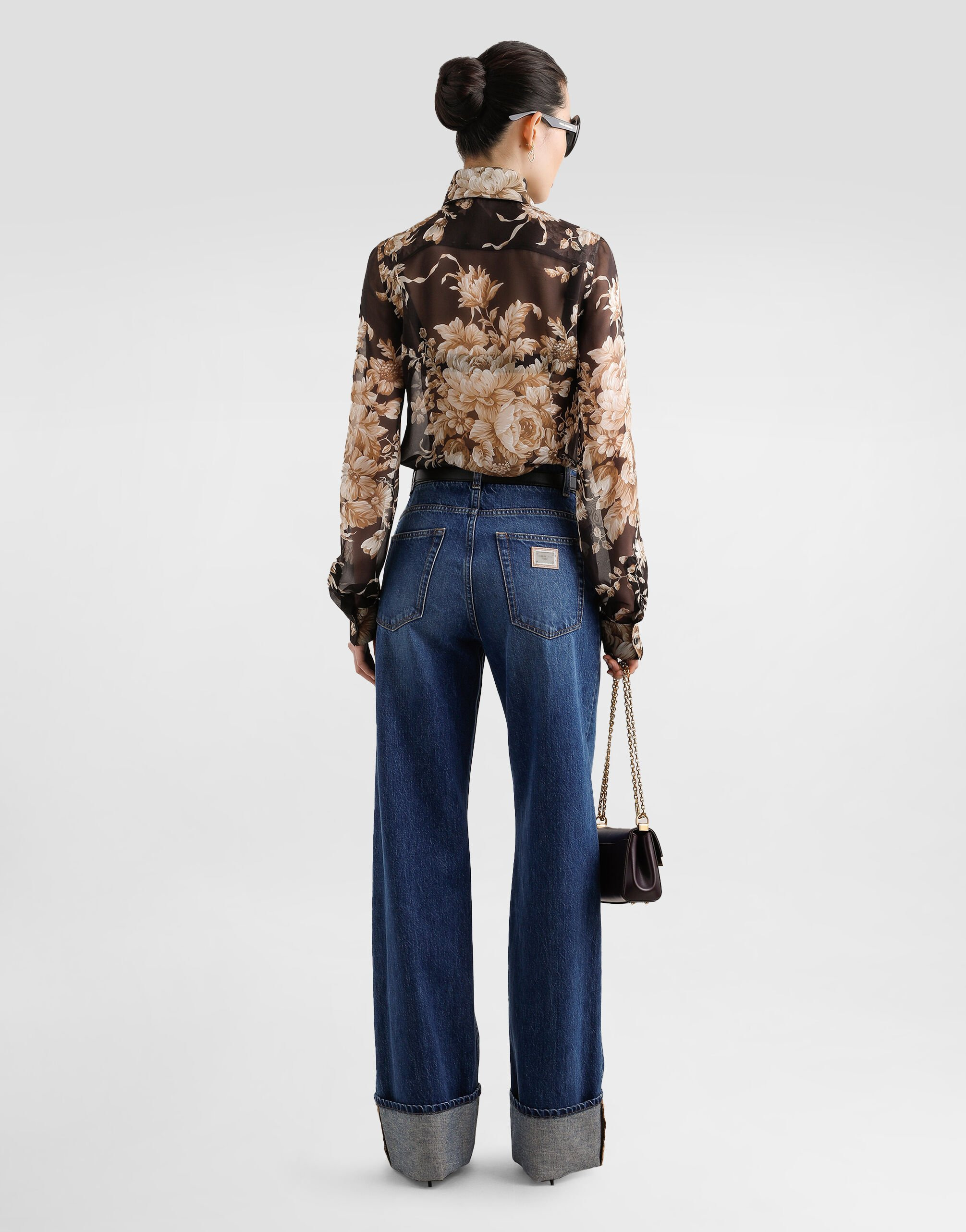 Rose-print chiffon shirt - 3