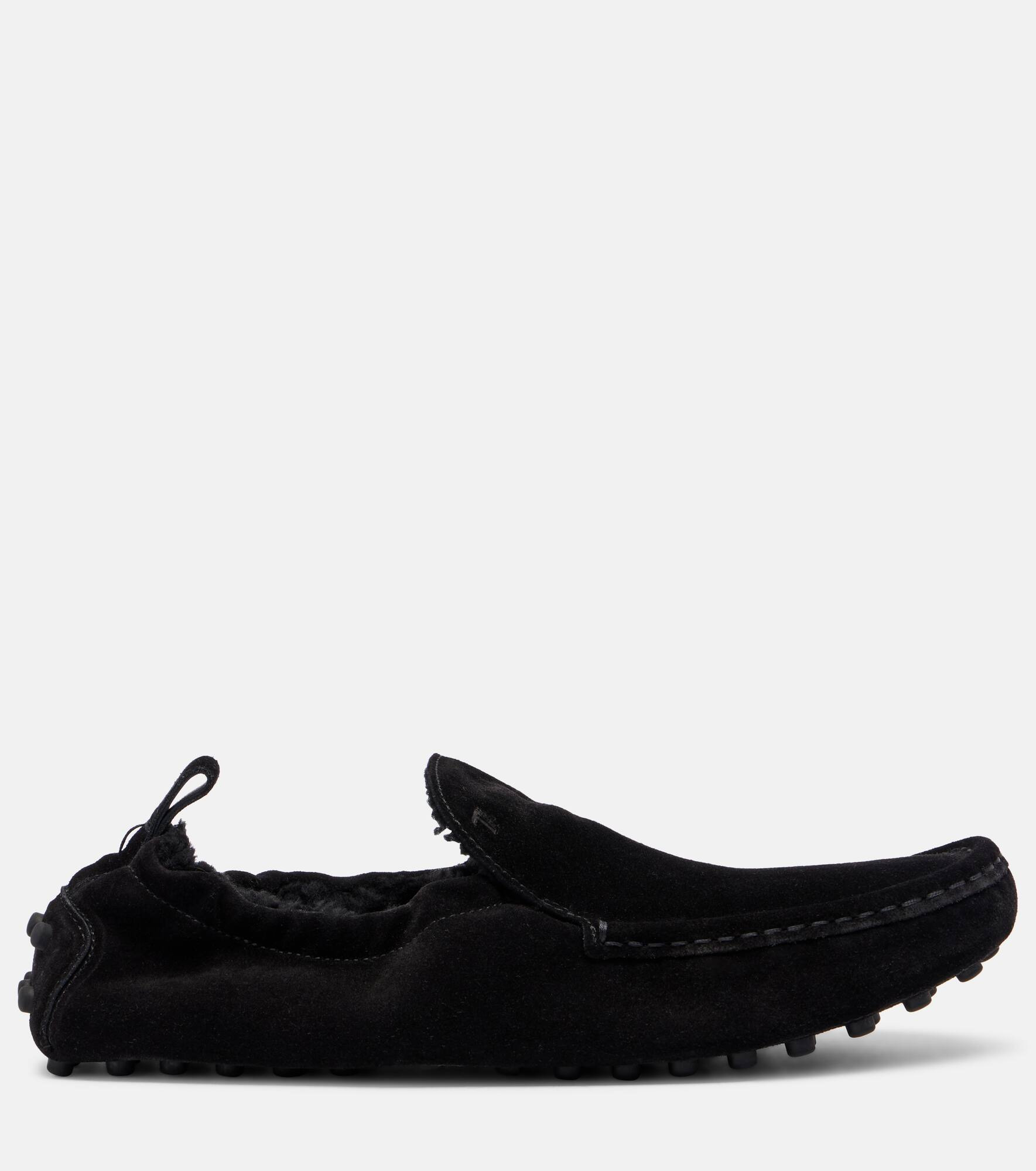Gommino shearling-lined suede driving shoes - 4