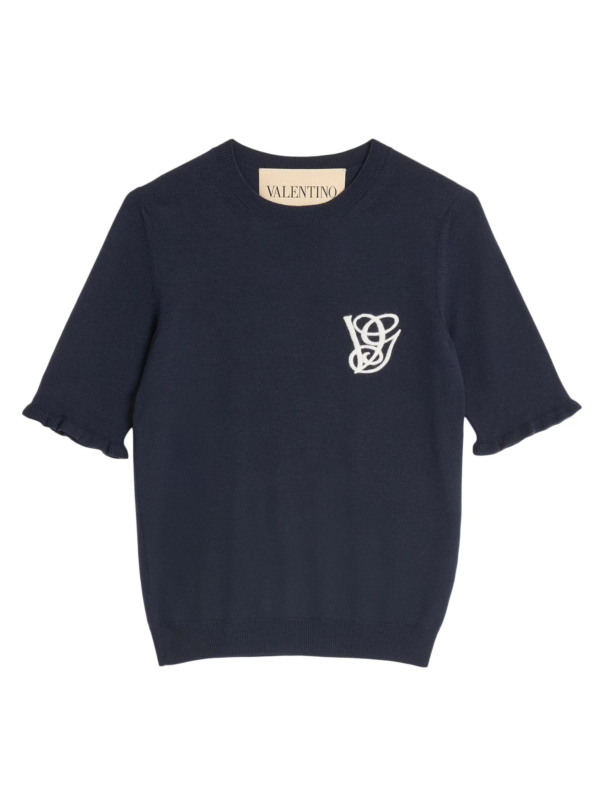 Women's Embroidered Wool Top - Night Cream - 1