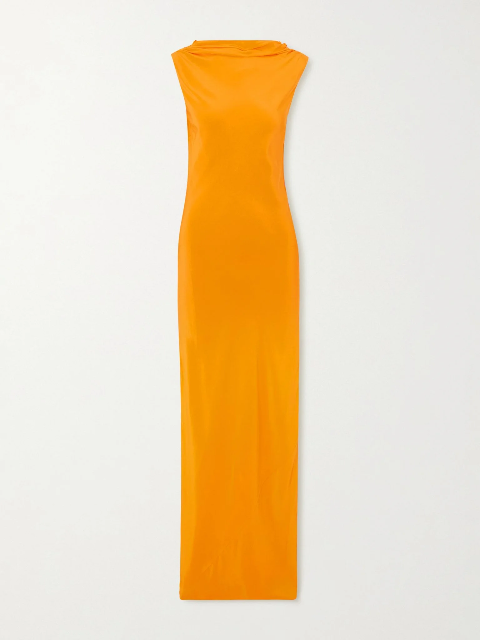 Isla open-back draped silk crepe de chine gown Orange - 1
