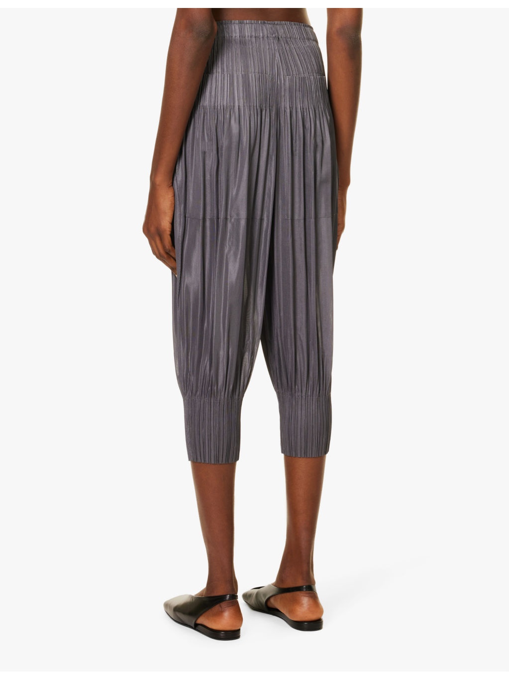Pleated tapered-leg mid-rise knitted trousers - 4