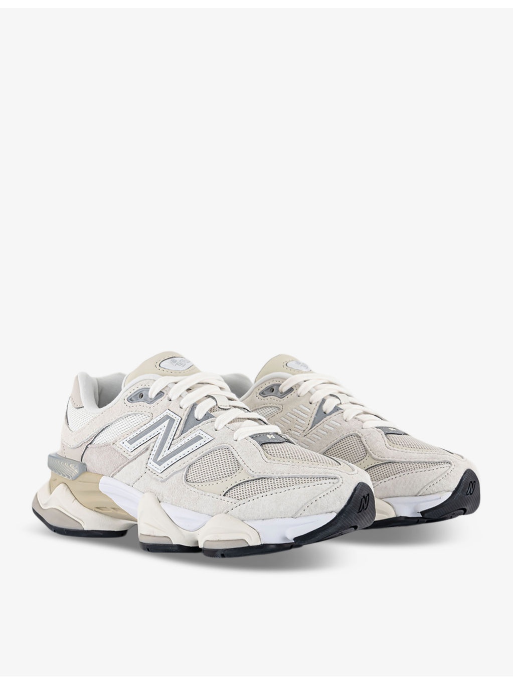 9060 brand-patch leather and mesh low-top trainers - 3