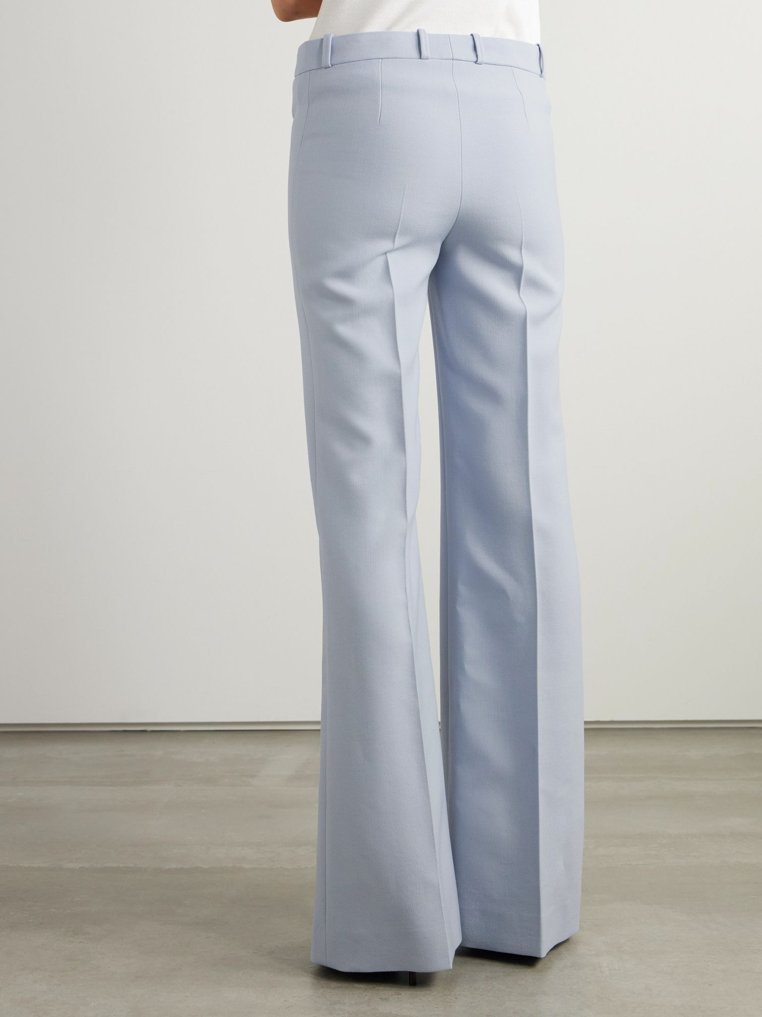 Wool grain de poudre flared pants Light blue - 3