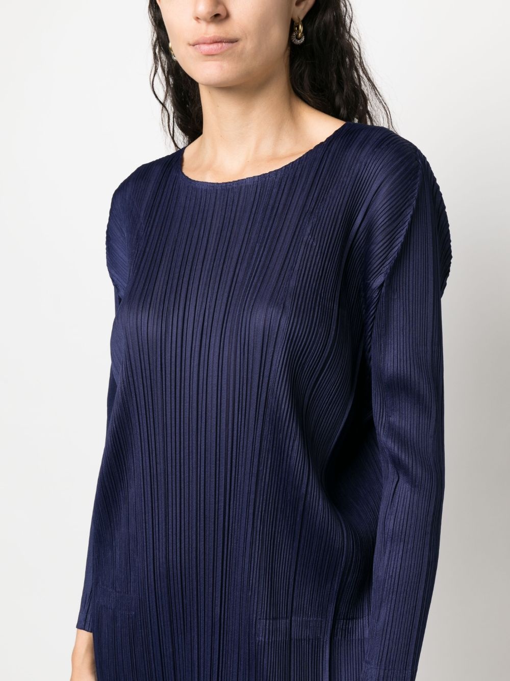pleated long-sleeve midi dress - 5