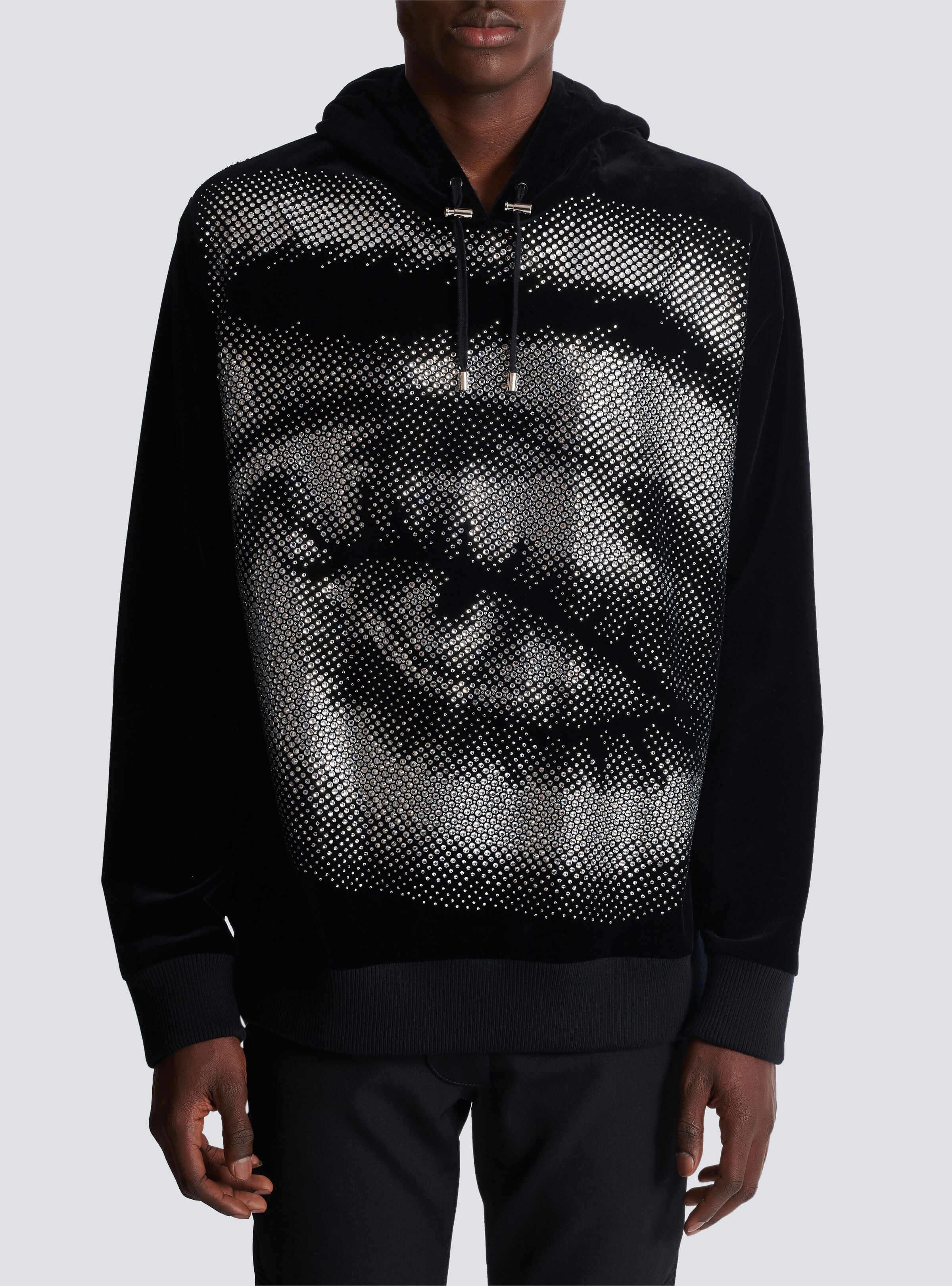 Velvet Balmain hoodie with crystals in an Eye motif - 5