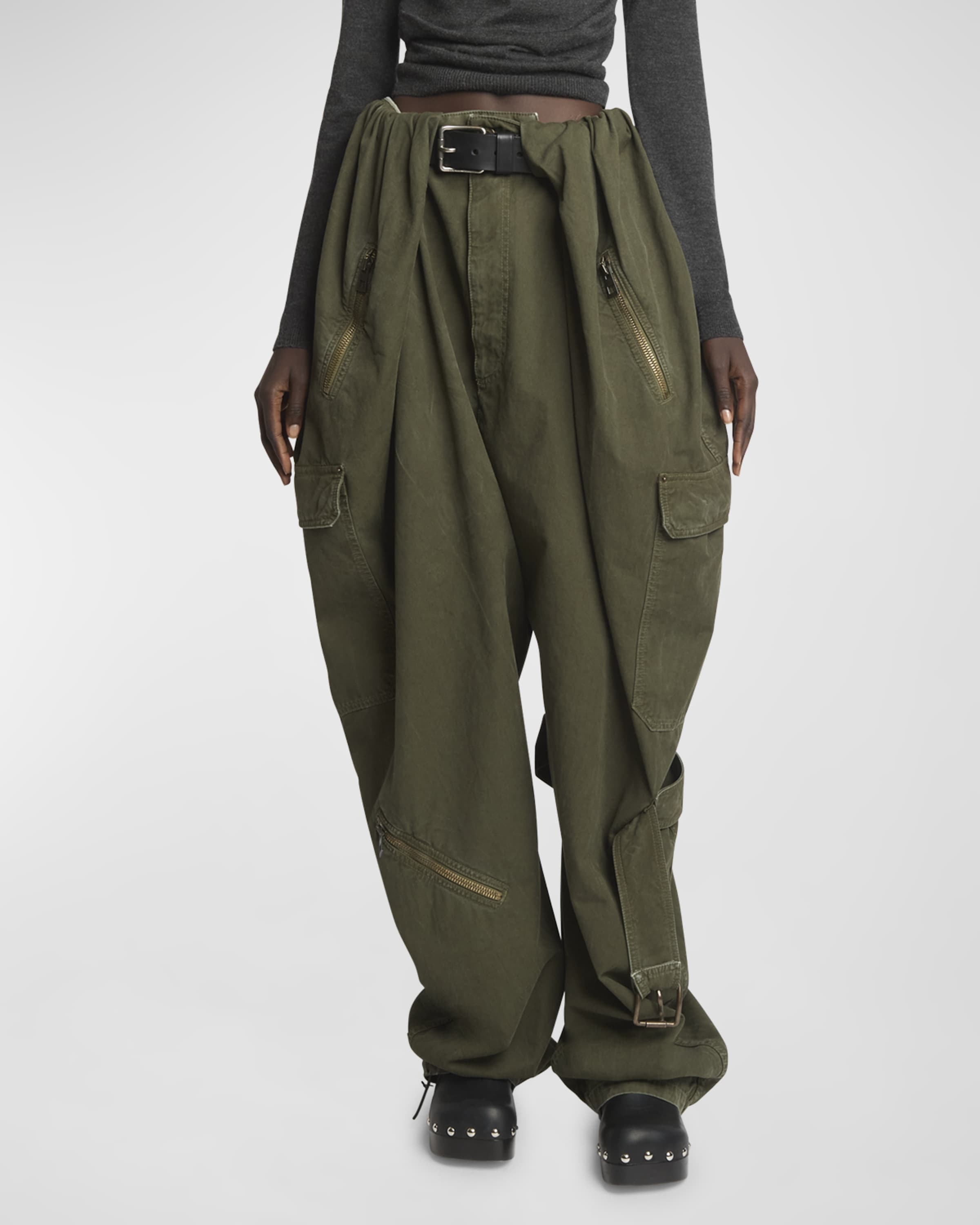 Wide-Leg Balloon Cargo Trousers - 2