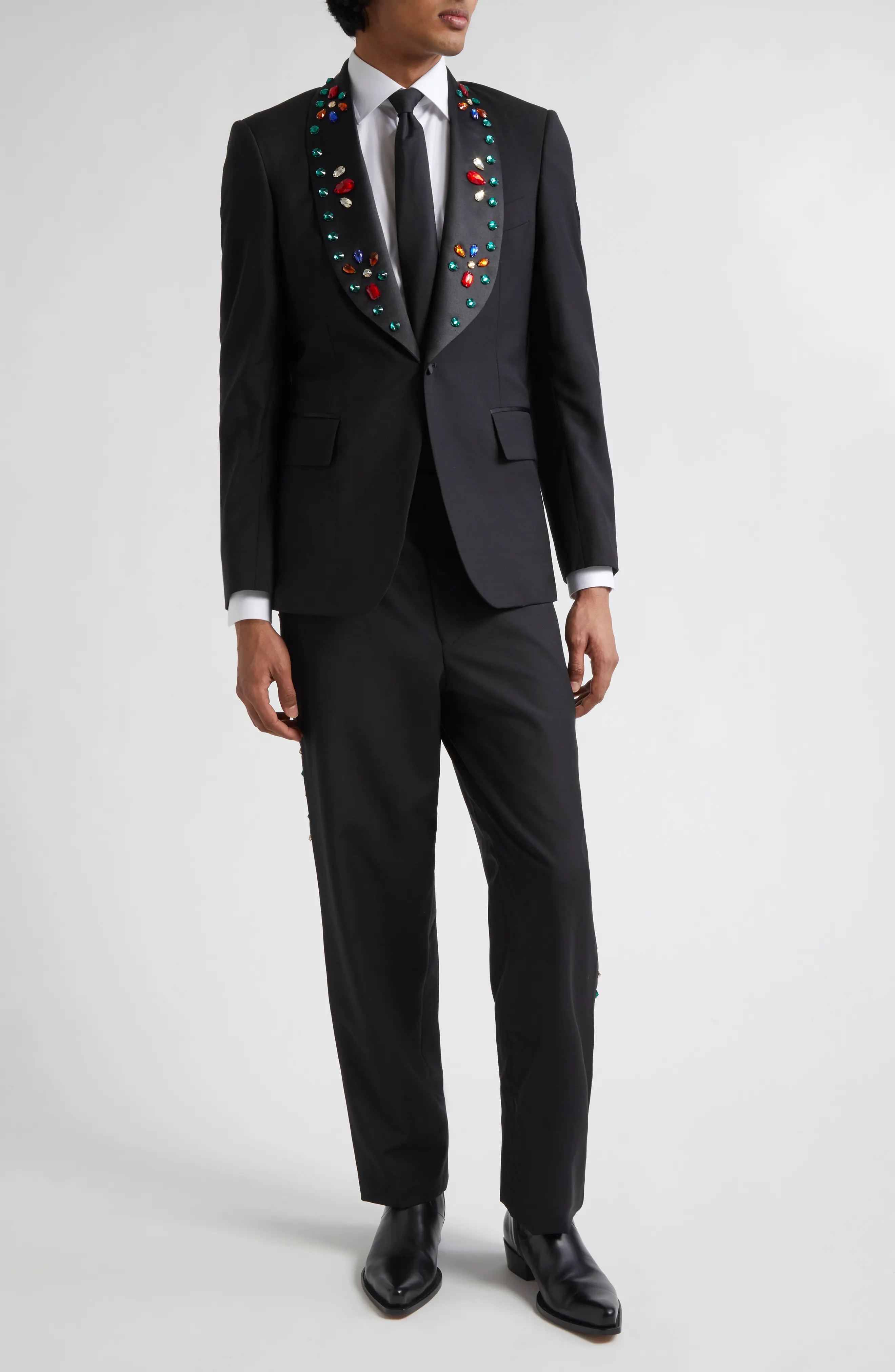 Jeweled Lapel Tuxedo Jacket - 2