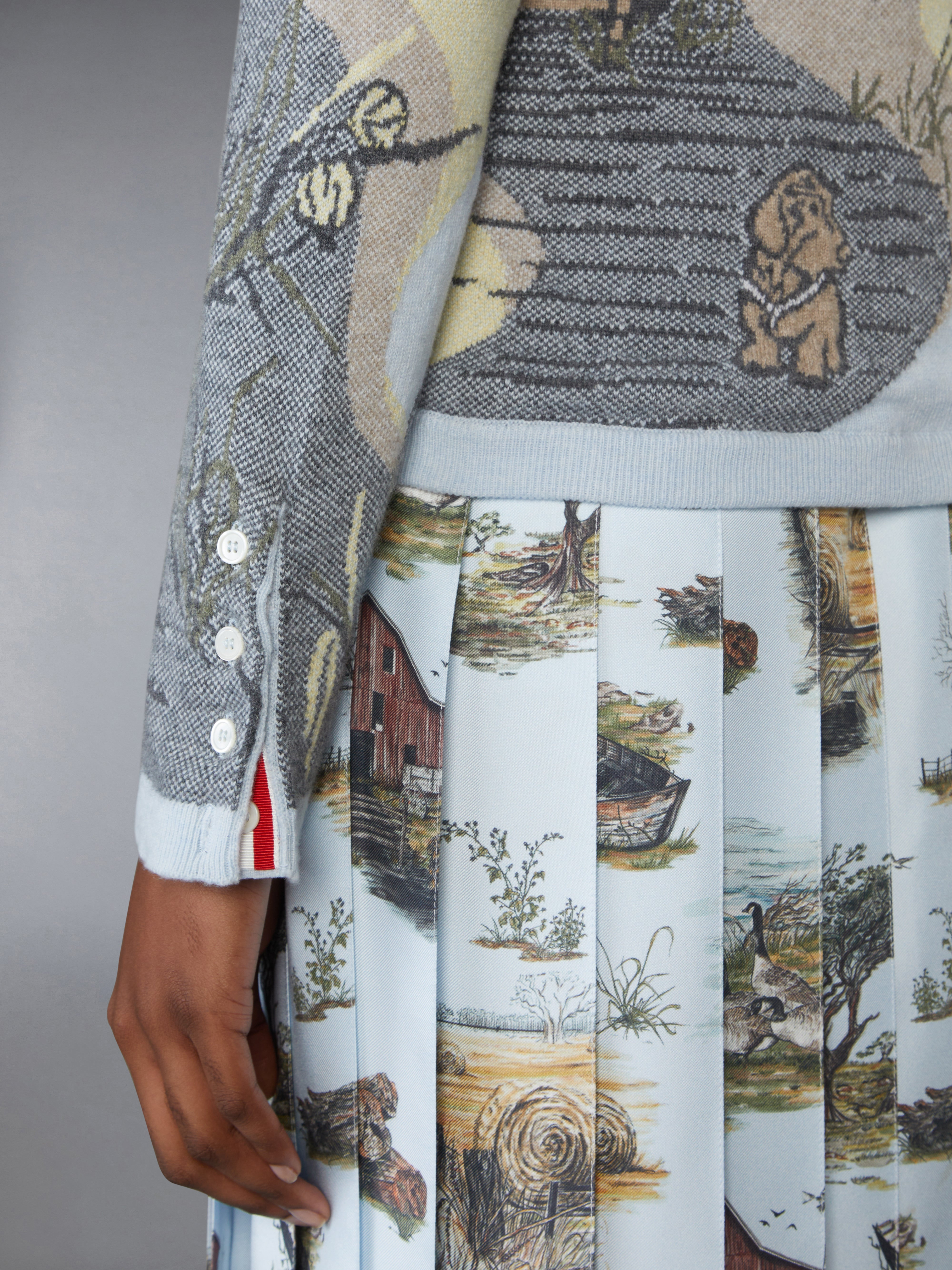 SCENIC INTARSIA SILK TWILL CASHMERE CARDIGAN - 6