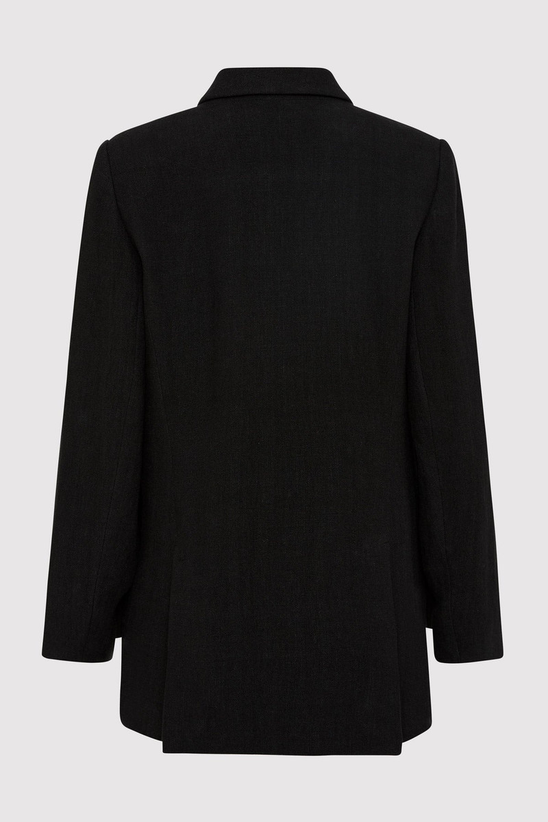 ST. AGNI Linen Split Sleeve Blazer - Black outlook