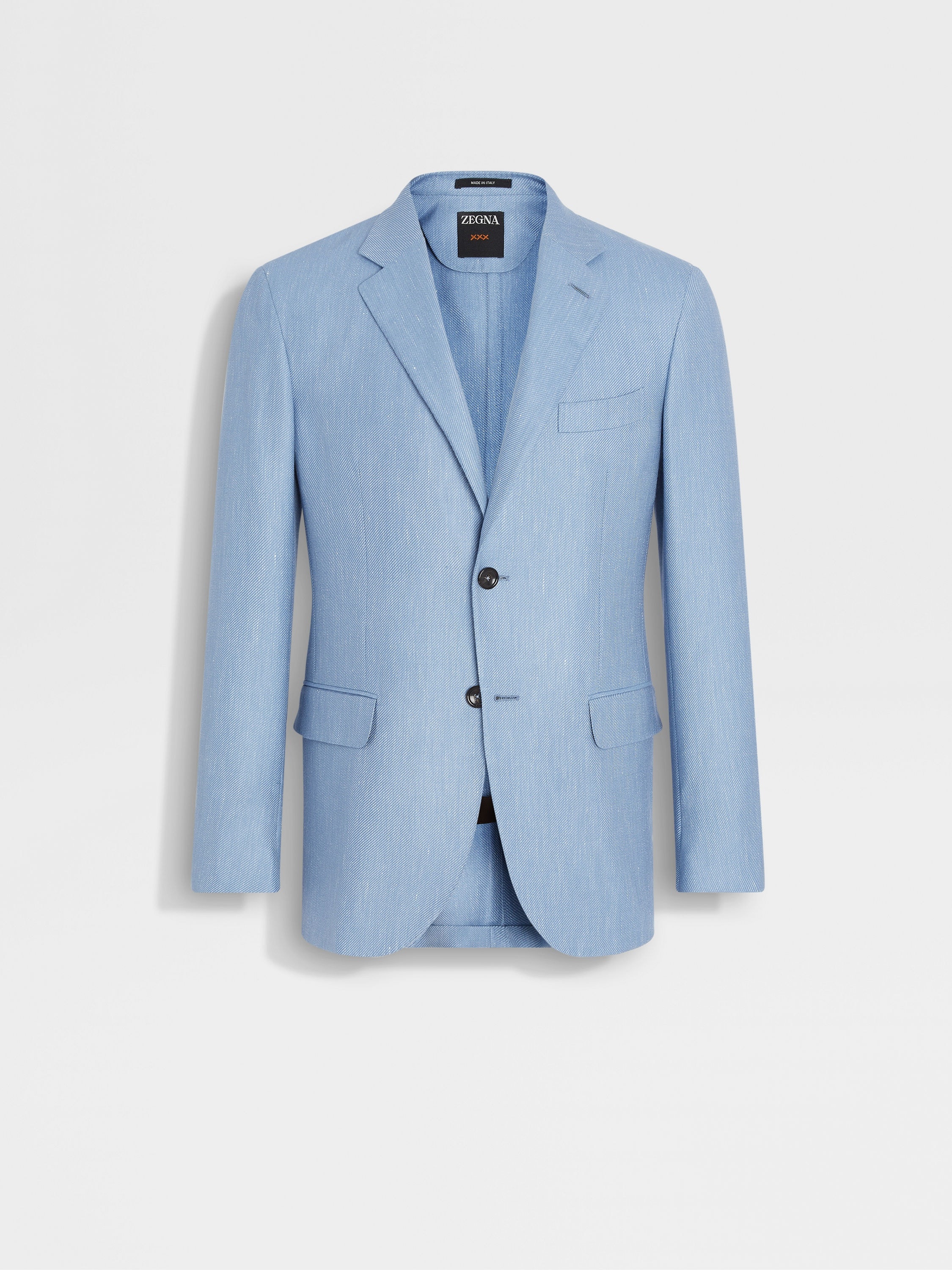 LIGHT BLUE CASHMERE SILK AND LINEN CARDIGAN JACKET - 1