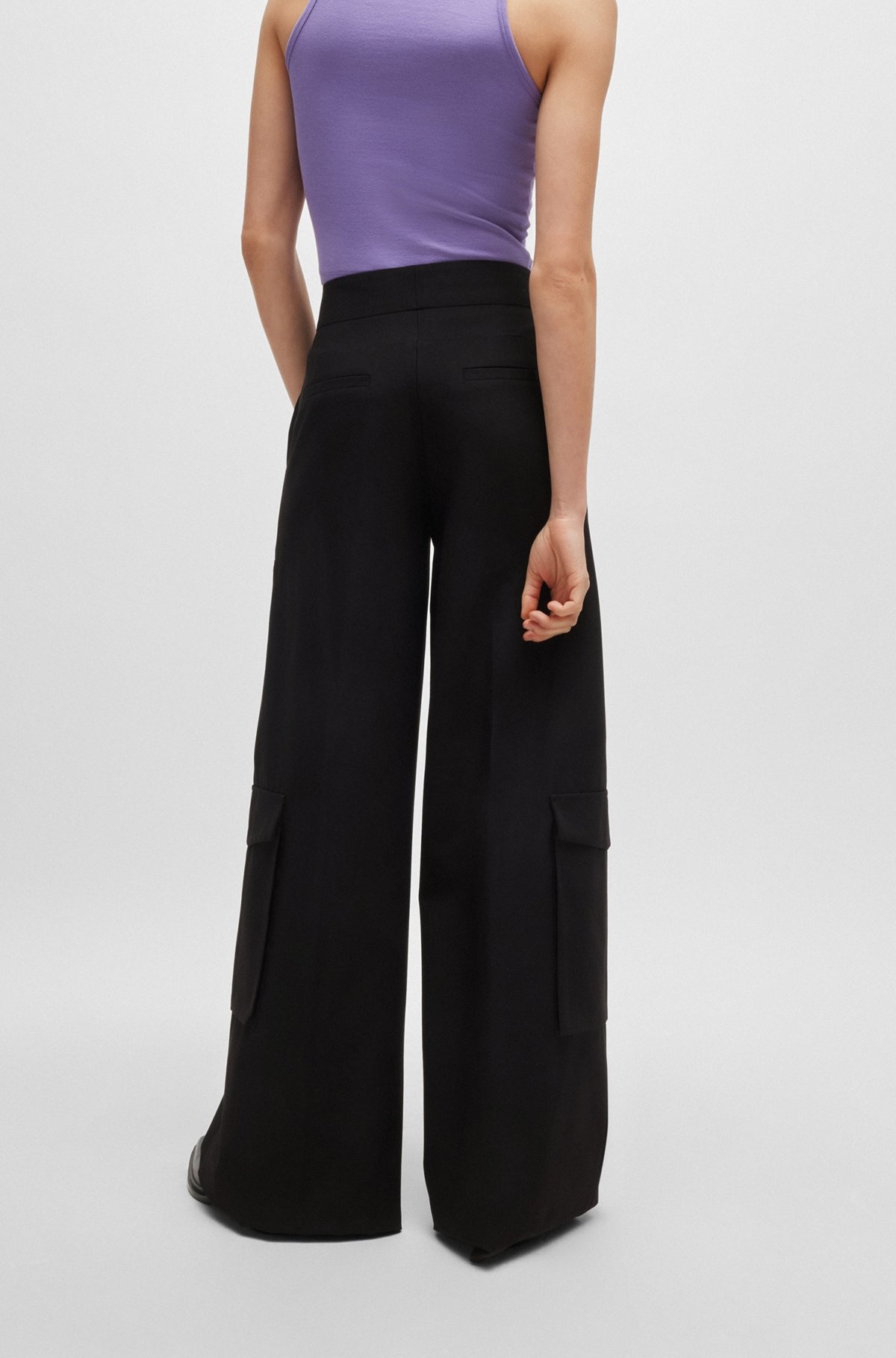 REGULAR-FIT CARGO TROUSERS WITH WIDE LEG - 4