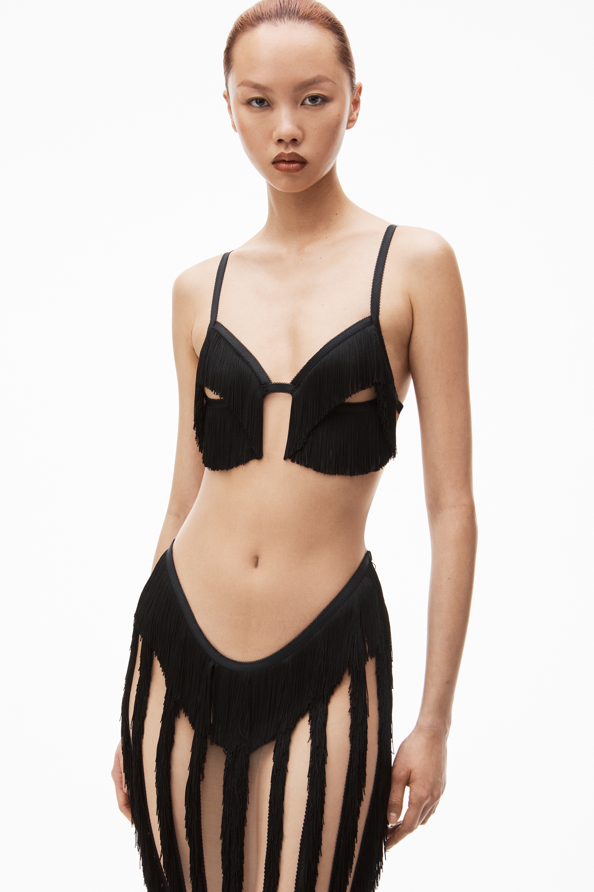 layered fringe bra and skirt dress - 3
