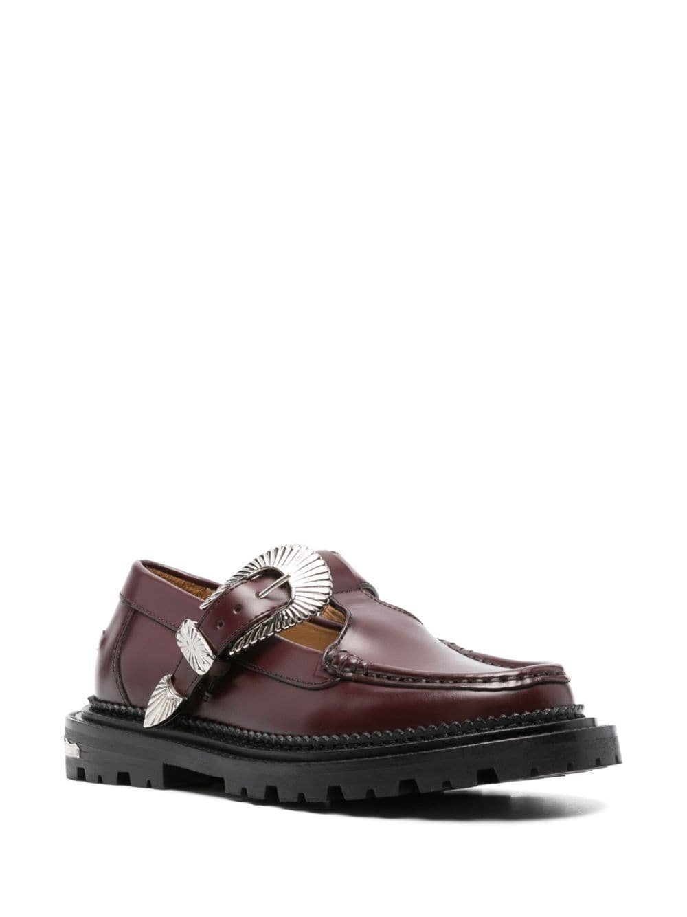 side-buckle 40mm leather loafers - 2