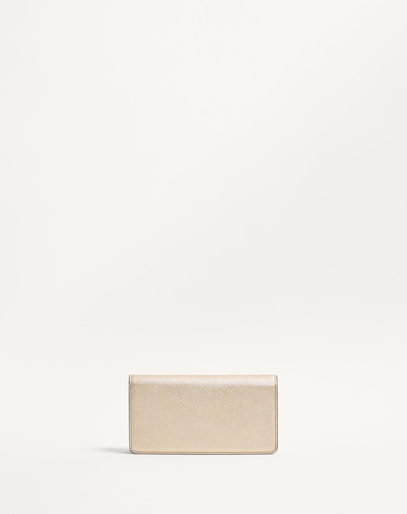 VLOGO SIGNATURE METALLIC GRAINY CALFSKIN WALLET WITH CHAIN 4