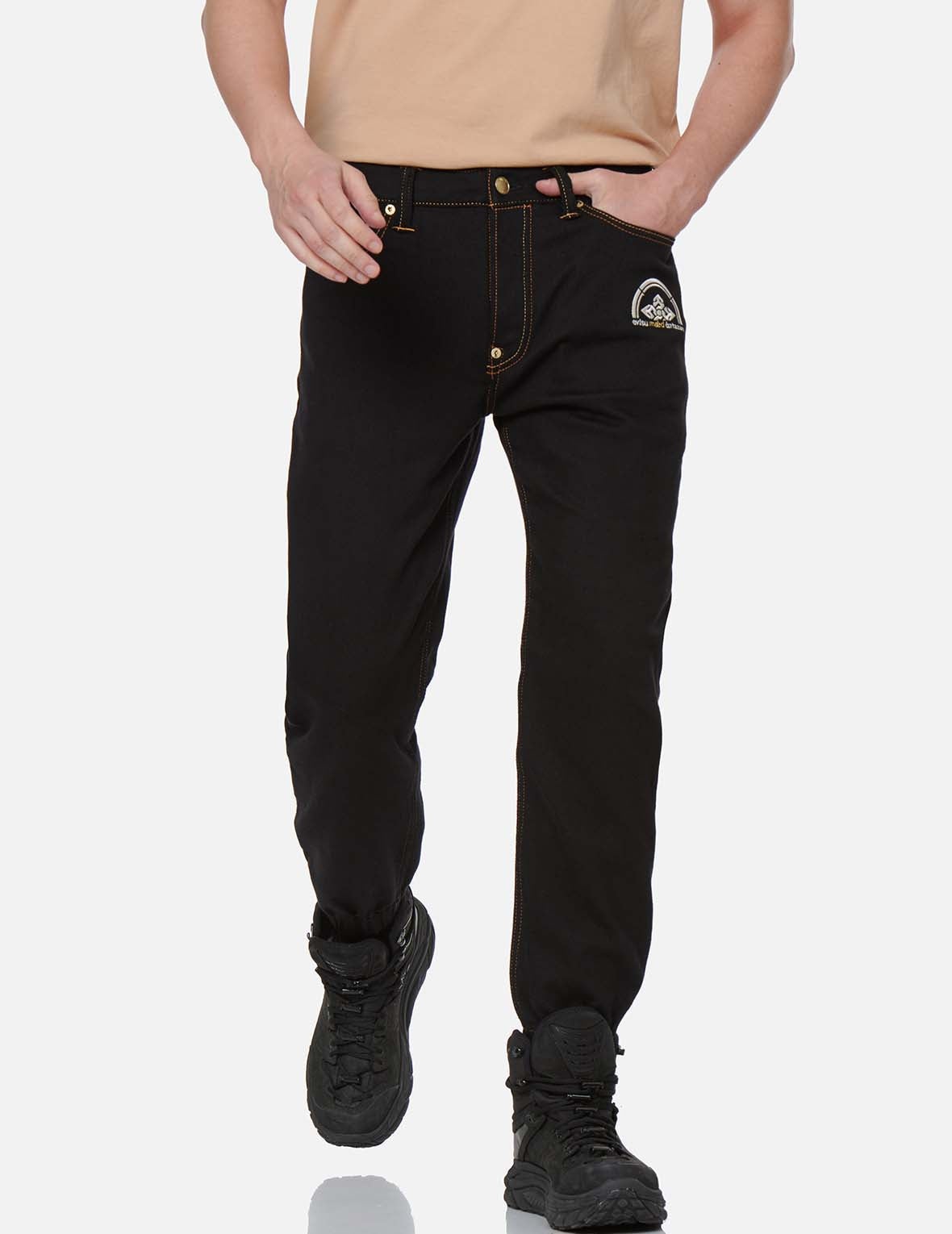 Hannya and The Great Wave Embroidery Denim Jogger Pants - 8