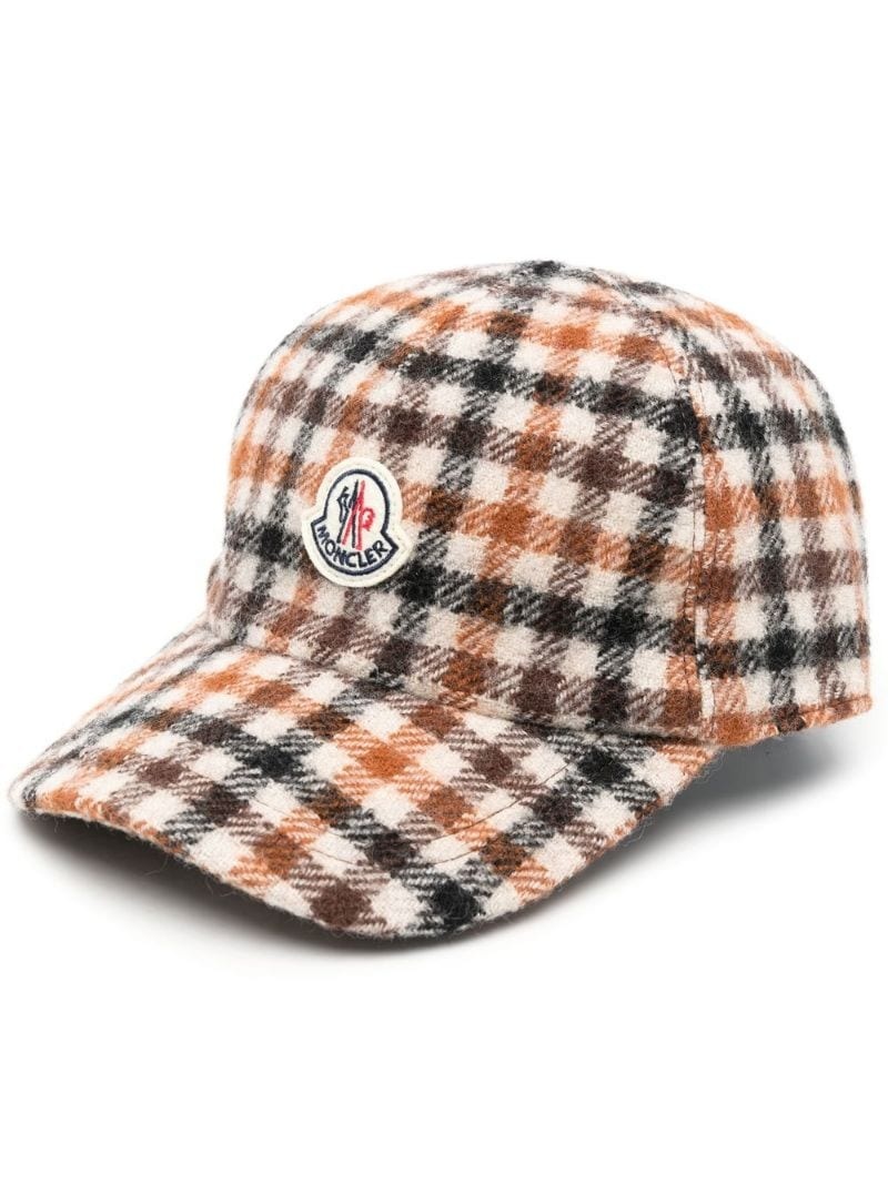 checked virgin wool cap - 1