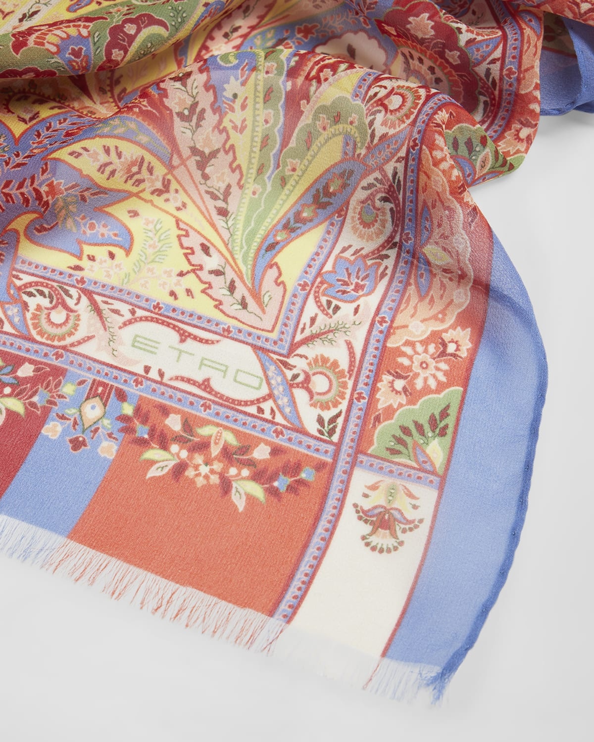 Paisley & Floral Sheer Silk Scarf - 4