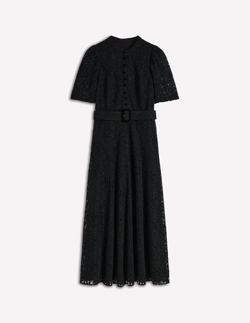 Kate Puff Sleeve Lace Dress-Black 1