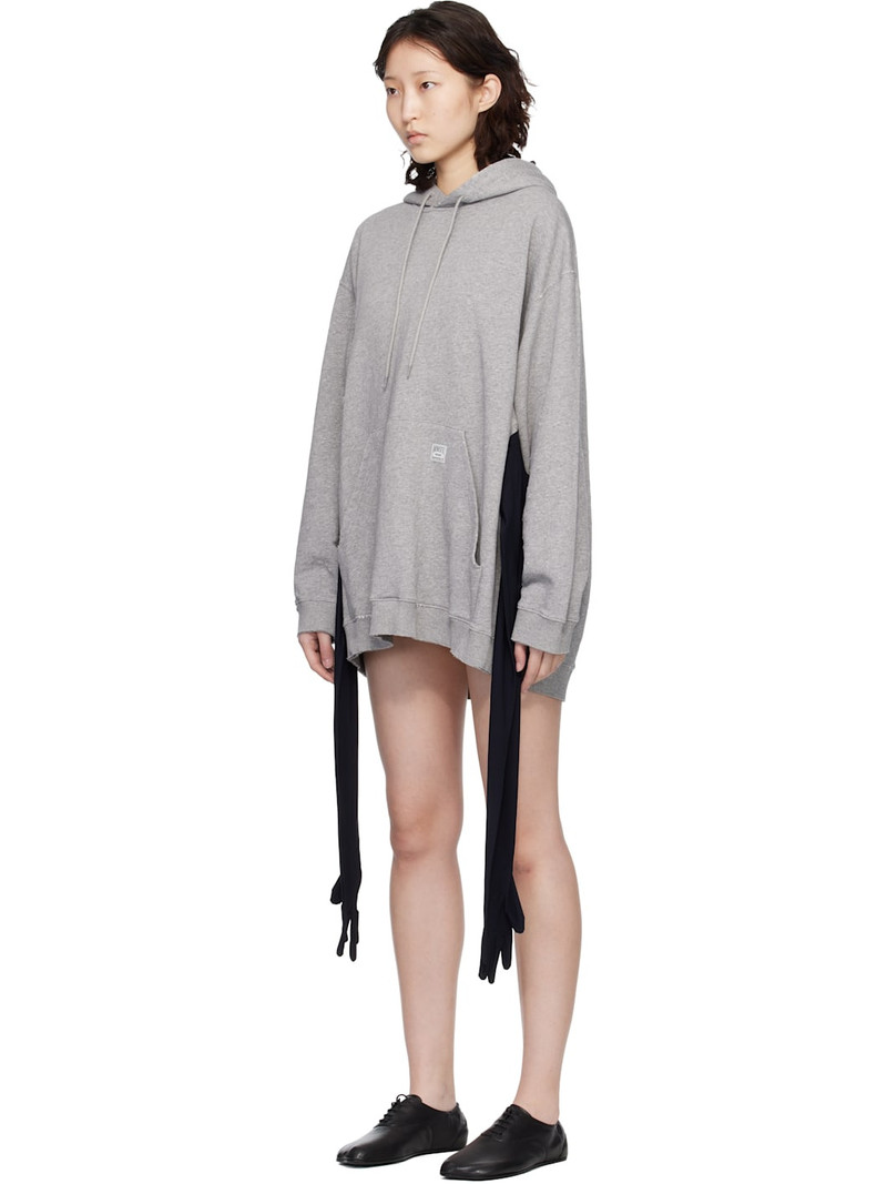 MM6 Maison Margiela Gray Hooded Glove Sweatshirt Minidress outlook