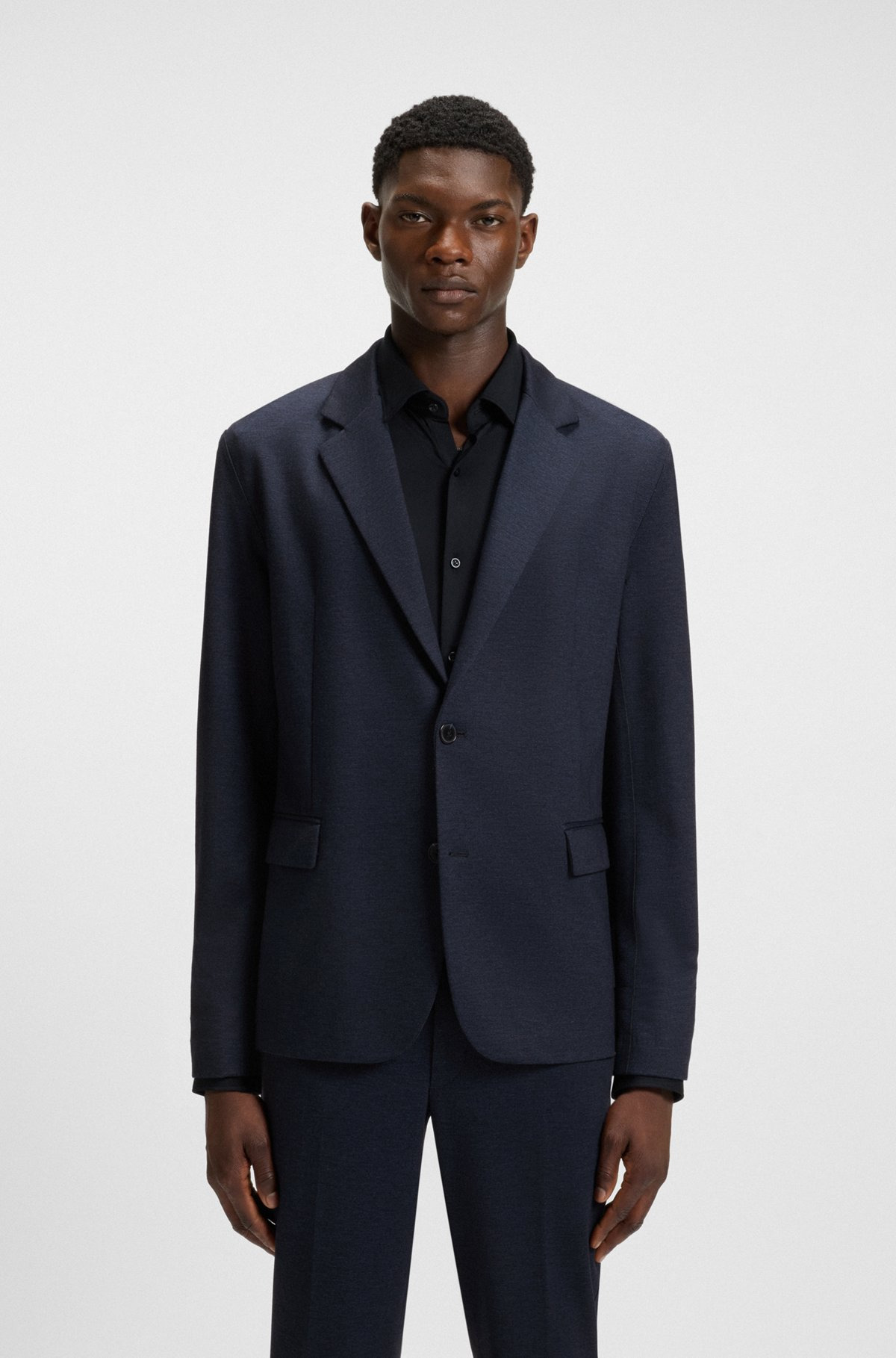 SLIM-FIT BLAZER IN TWILL-PRINT JERSEY - 2