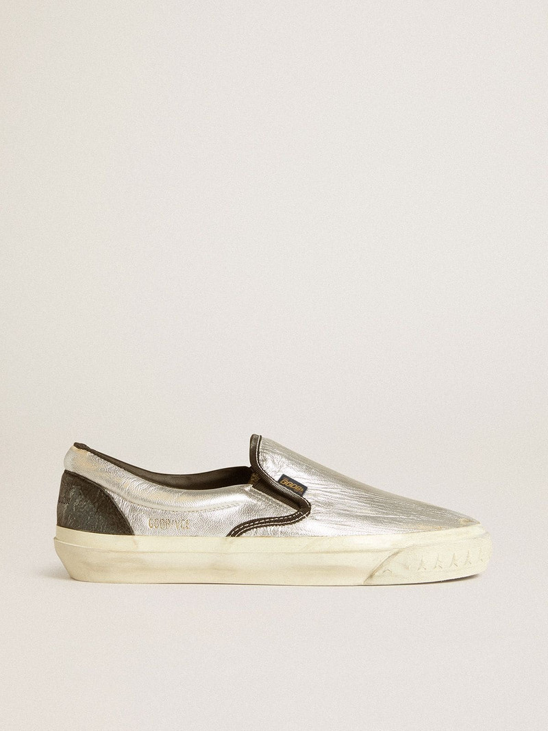 Men's VCE Penstar in metallic silver leather with black leather heel tab - 1