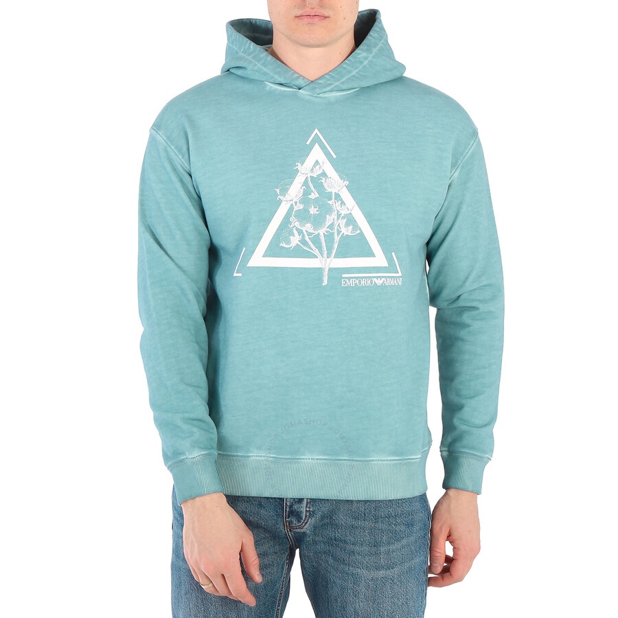 Emporio Armani Blue Graphic Print Hooded Sweatshirt - 1