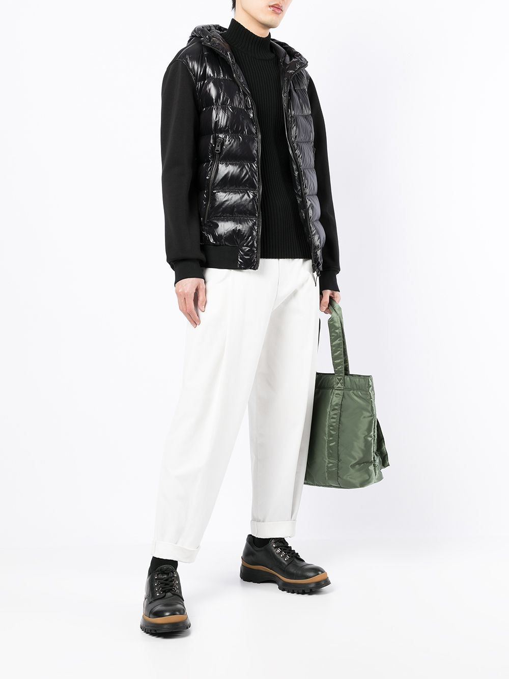 hooded quilted-panel jacket - 2
