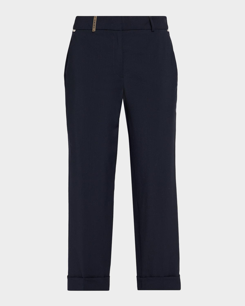 Cropped Straight-Leg Stretch Wool Pants 1