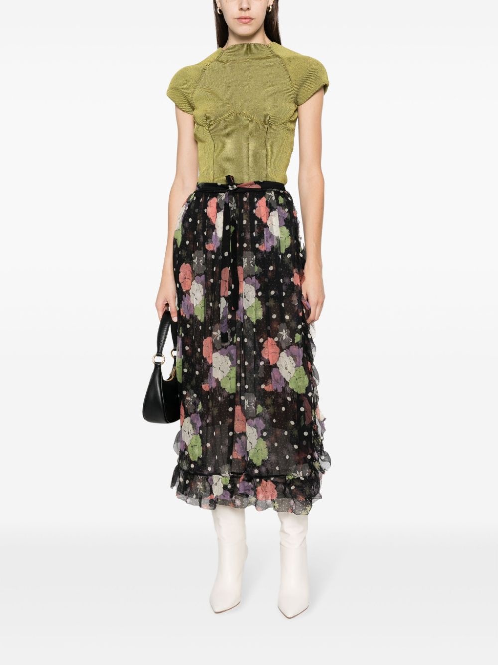 floral-print ruffled midi skirt - 2