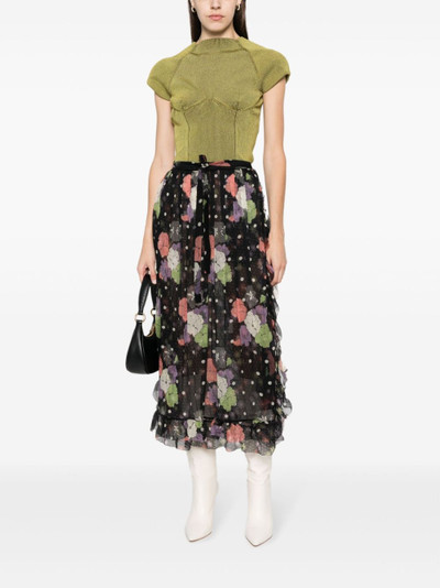 Etro floral-print ruffled midi skirt outlook