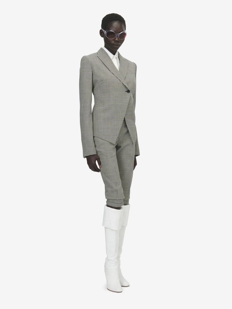 Gingham Check Tailored Capri Trousers 3