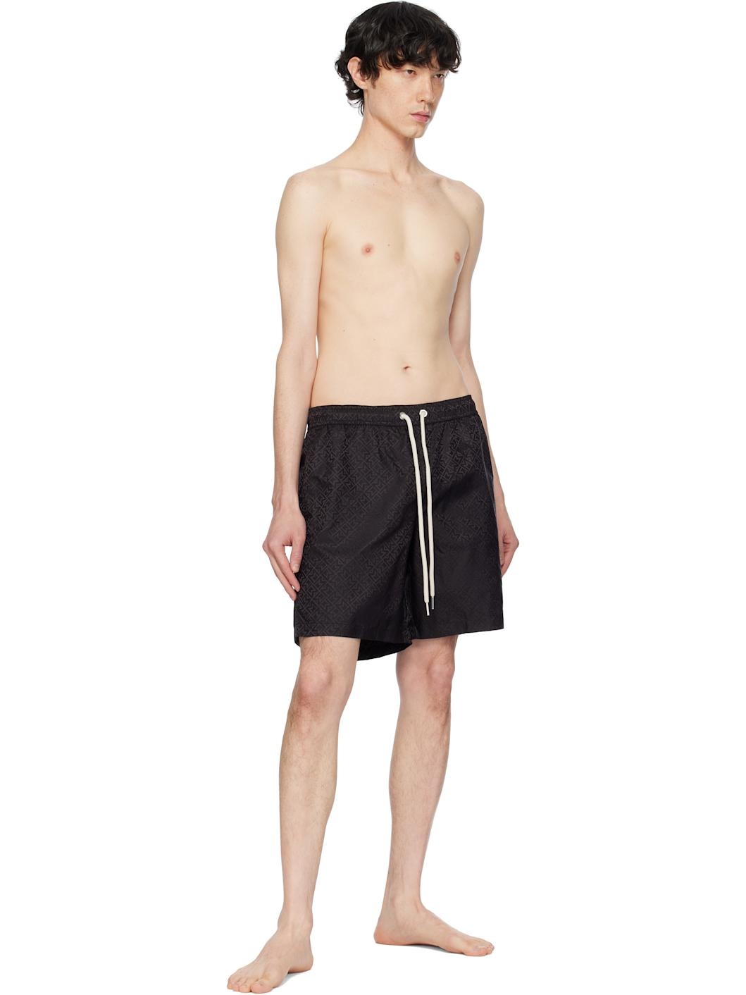 Black Monogram Swim Shorts - 5