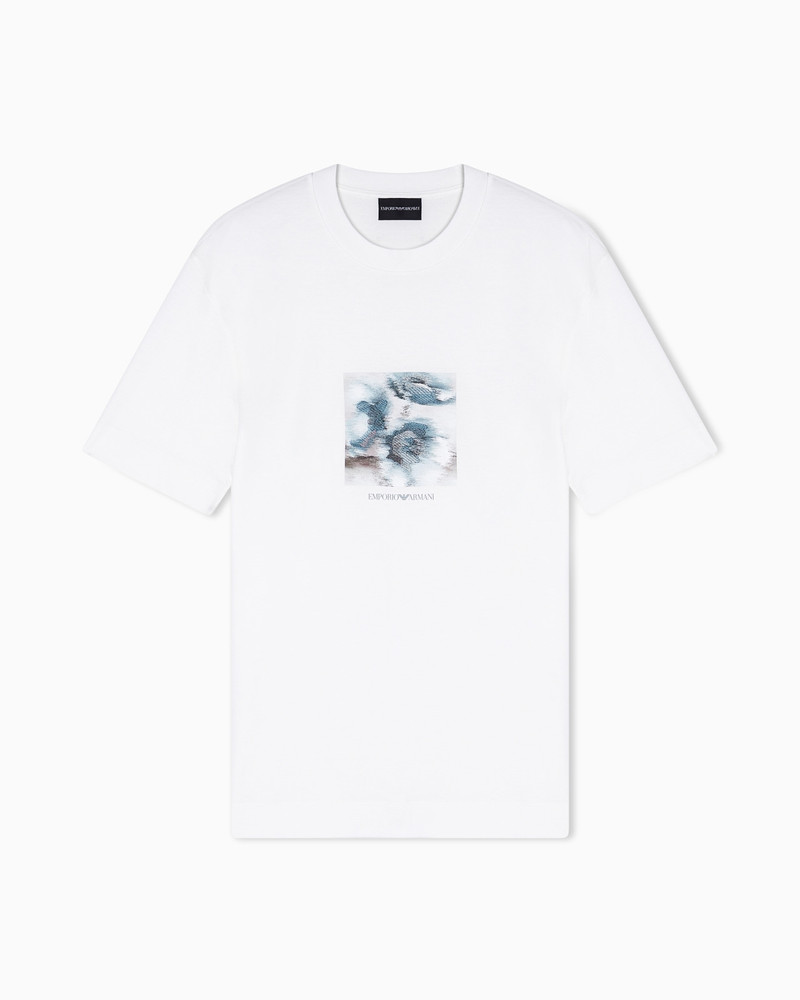 LYOCELL-BLEND JERSEY T-SHIRT WITH PRINTED AND EMBROIDERED GRAPHICS 1